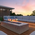 3d,Rendering,Of,A,Contemporary,Design,Exterior,Fireplace,Surrounded,By